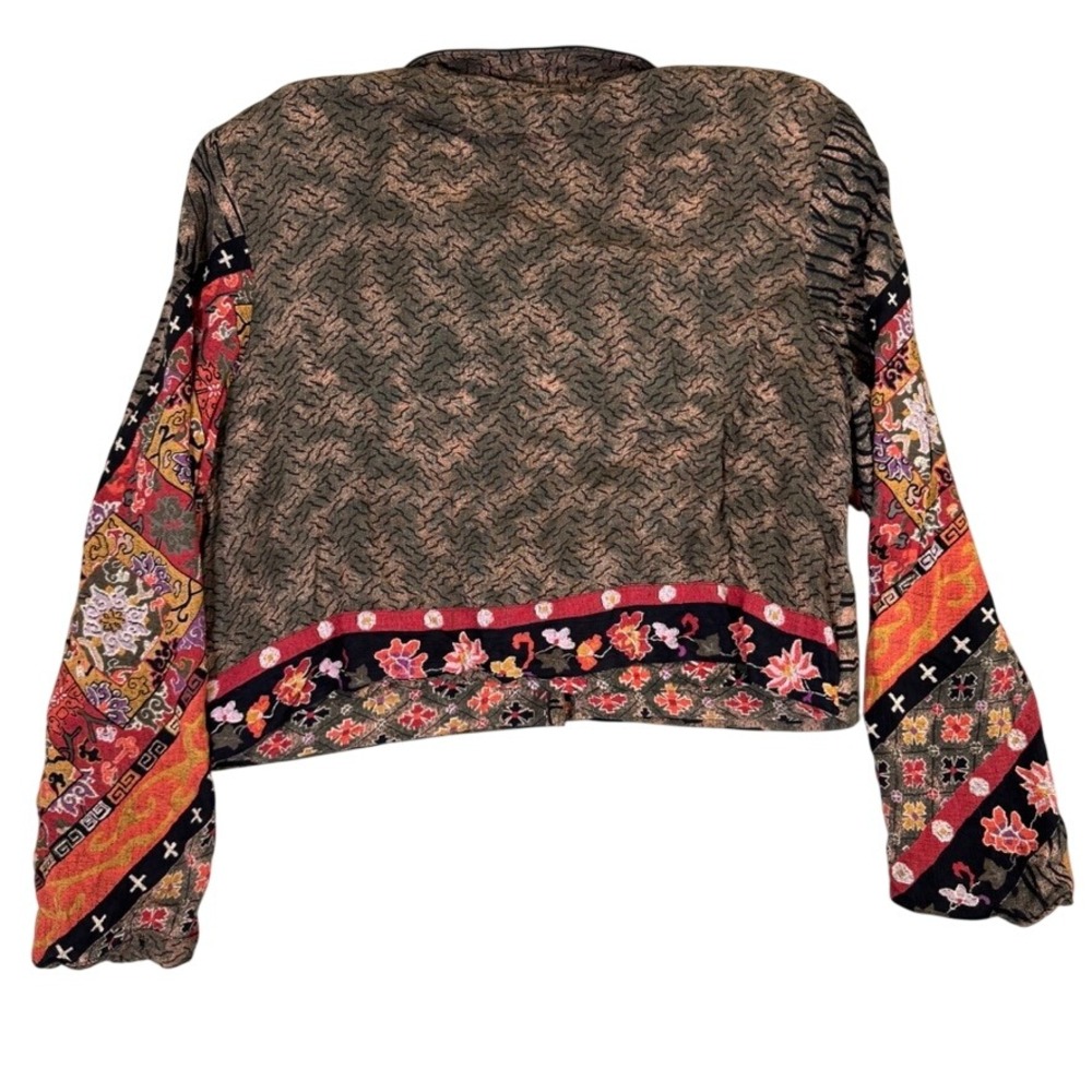 Dorothy Schoelen Platinum Cropped Jacket Large Mixed Print Artwear Vintage Style - Picture 2 of 15